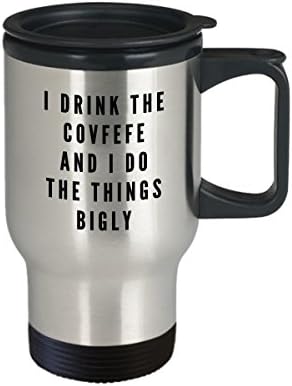 Пътна чаша Covfefe - чашата за Кафе Covfefe - Trump Mug - Кафеена Чаша От неръждаема стомана за 14 грама