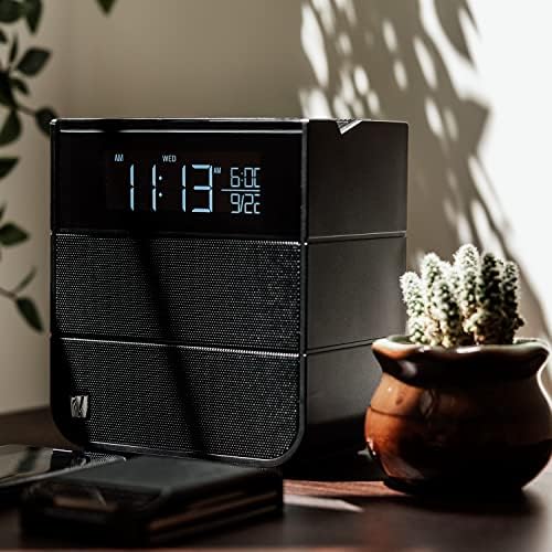 Soundfreaq Sound Rise II, Нощни Радио-будилник, Безжични Цифрови радио часовник с Bluetooth, Голям екран, Аудиодинамиками, Бързо зареждане и околния шум на природата (Черен)