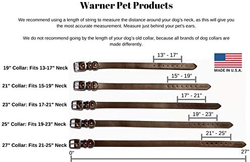 Warner Brand County Кожен нашийник за кучета, Без да е месинг идентификация с гравиран (21 е Подходяща за врата 15-19,