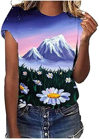 Летни Сумеречные Ризи За Жени, Эстетичные Тениски с Образа на Залез слънце, добре облечени Ежедневна Блуза