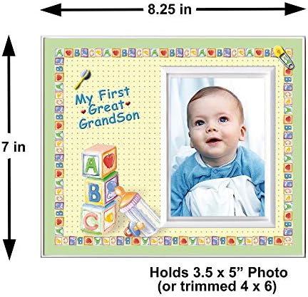 Рамка за снимки от първото ми правнук | Подаръци за нови прабаби и дядовци | Рамка за обяви за раждане на детето | Фоторамка с Размер на 8,25 х 7 инча | с Капацитет снимка