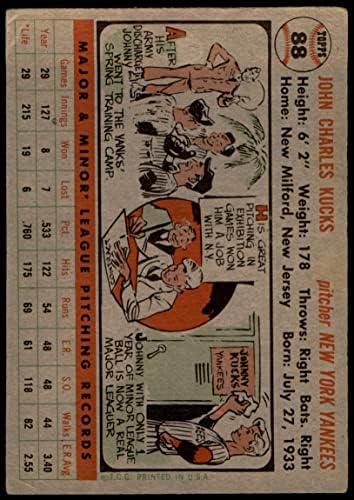 1956 Topps 88 Джони Кучс Ню Йорк Янкис (Бейзболна картичка) СПРАВЕДЛИВИ Янкис