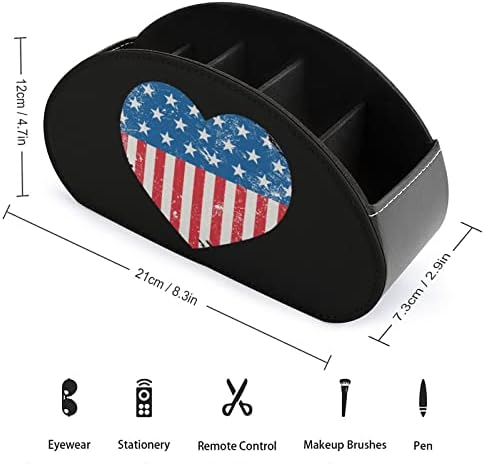 САЩ Америка Ретро Сърцето Флаг Кожен Държач на Дистанционното Управление Забавен Кутия За Съхранение на Caddy