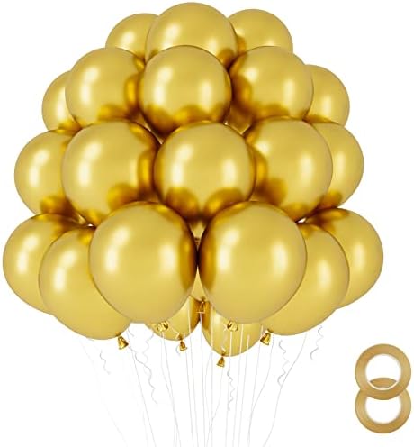 RUBFAC Златни Метални Балони, Латексови Балони 100шт, 12-Инчови Гелиевые Балони на Рожден Ден, Абитуриентски,