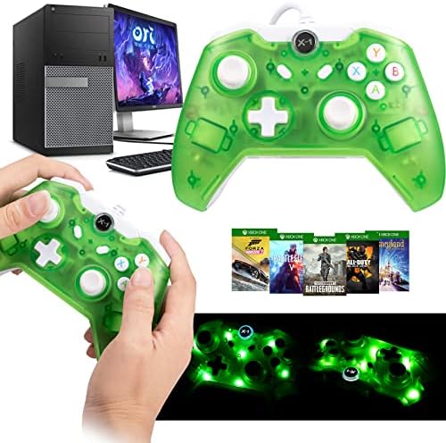 Кабелен USB контролер за Xbox One, MODESLAB Контролер Xbox 1s, Джойстик, Игри панел, дистанционно управление, Съвместими с конзола Xbox One, PC, Windows 7/ 8/ 10 с Вибрационным led Блясък