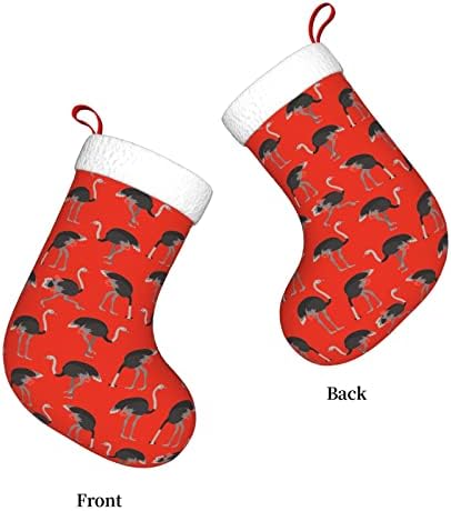 Waymay Сив Коледни Чорапи с Африкански Страусами, 18 Инча, Коледен Окачен Чорап, Класически Празнични Украси,