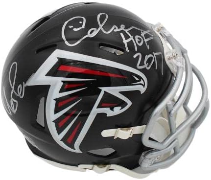 Mortain Андерсен подписа високоскоростен мини-каска Atlanta Соколи с надпис HOF 2017 - Мини-каски NFL с автограф