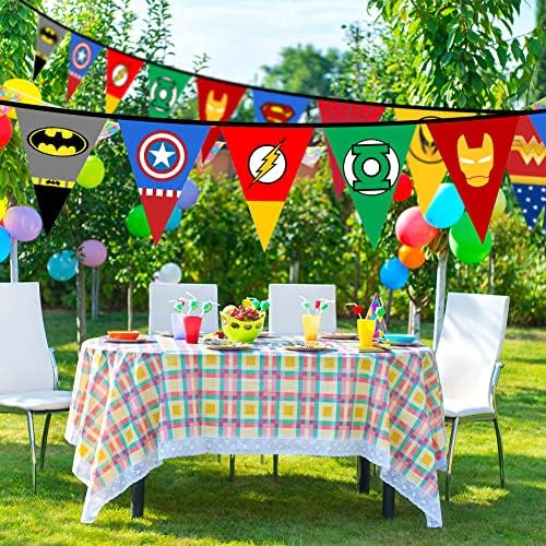 Тема Супергерой, Банер честит Рожден Ден за деца и възрастни, Текстилен Банер, Фон за Украса на парти по случай рожден