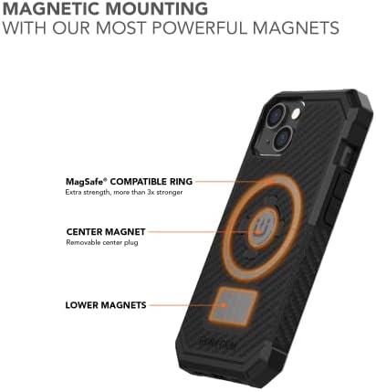 Rokform - iPhone 14, Съвместим с две магнити и MagSafe, Здрав Калъф + щипка за колоездене телефона серия Pro