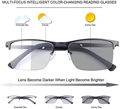 LJIMI Преходни фотохромичните прогресивно многофокусные слънчеви очила за четене със защита от ултравиолетови лъчи, на слънчеви очила за четене със заключване синя