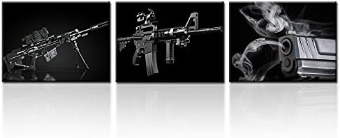 Творческа Художествена Живопис Снайперист и Пушка Пистолет Черно-бели Военни Картини на Платно Стенно Изкуство,