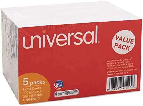 Универсални карти с владетели 47215, 3 X 5, бели, 500 бр./опаковане.