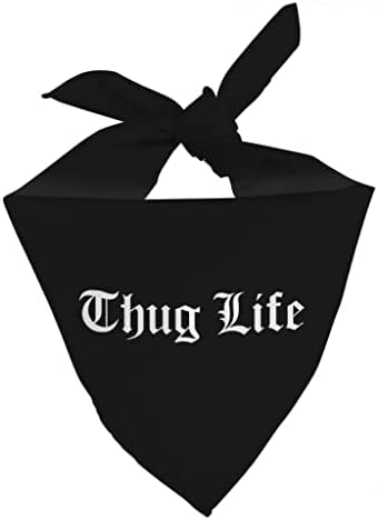Кърпа за домашни любимци Thug Life - Кърпа За Кучета с староанглийским шрифт - Текстов дизайн Шал За домашни любимци