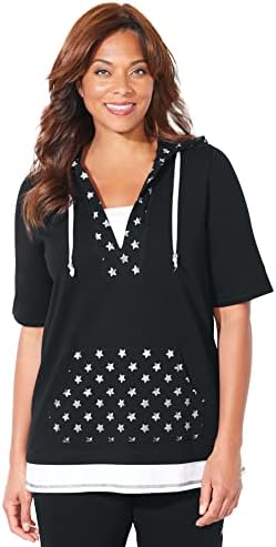 Hoody Catherines Women ' s Plus Size French Terry Stars Aligned Duet С качулка