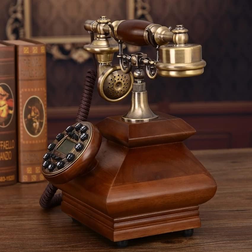 ZSEDP Антикварен Стационарен телефон в Ретро стил от масивно дърво, Бутон, определени с id на обаждащия се, хендсфри