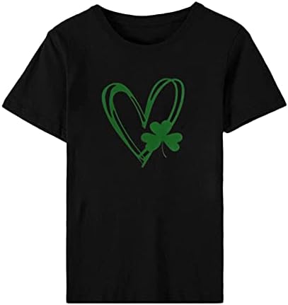 Женска Тениска с къс ръкав GreenClover, Празнична Ежедневни Риза с Принтом във формата на Сърце, Облегающая Тениска с кръгло деколте, Туника, Пуловер, Потник