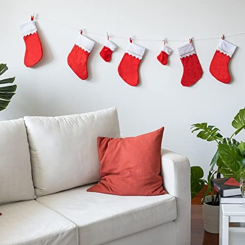 QLINLEAF 12 Опаковки Червени Фетровых Коледни Чорапи за украса на Коледната елха и дома си Подвесного украса