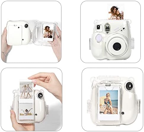 Kimyoaee Mini 7 + Прозрачен Калъф за фотоапарат, Комплект Аксесоари за фотоапарати миг печат Fujifilm Instax Mini