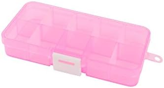 X-DREE Розово Регулируема Пластмасова Кутия за инструменти с 10 слота, Калъф за Бижута, Органайзер за бродерия (Caja de herramientas de almacenamiento de 10 ranuras de plástico rosa, адаптивни Caja de joye
