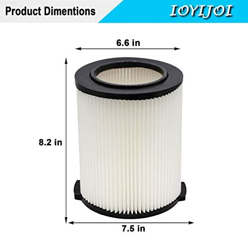 IOYIJOI 2 опаковки Стандартен филтър за мокро/сухо почистване Vf4000, съвместим с почистване на RIDGID Vacs обем 5 литра