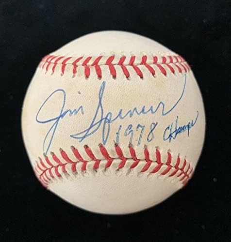 Джим Спенсър 1978 Шампион на Ню Йорк Янкис е ПОДПИСАЛ Официален Бейзбол Ела Будига с голограммой - Бейзболни топки