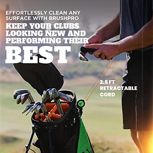 Пречистване на стика за голф Frogger BrushPro с ергономична дръжка и прибиращ се кабел | Здрава четка за голф и пречистване