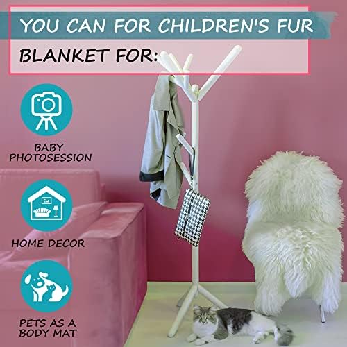Подпори за фотосесия на детето Бяло одеяло - 23,6 x 19,7 инча Бяло меховое одеяло Подпори за фотосесия от бебешка кожа