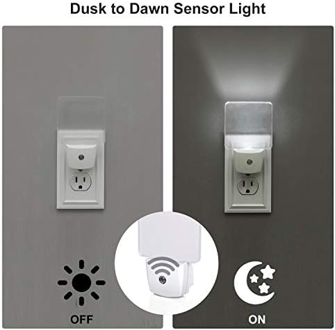 Plug led нощна светлина DEWENWILS със светлинен сензор, Автоматичен сензор от здрач до зори, Led нощни лампи за баня, антре, Спалня, дневна, Плосък, Прозрачен дизайн, Дневна св?