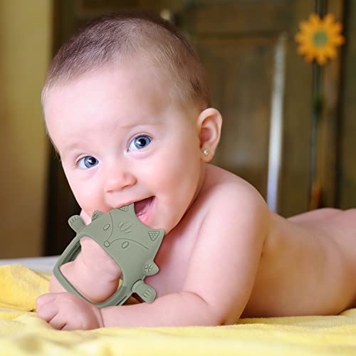 Силиконовата Детска играчка за никнене на млечни зъби Eoopoon за деца от 3 месеца, Никога Не Роняющая Силиконовата