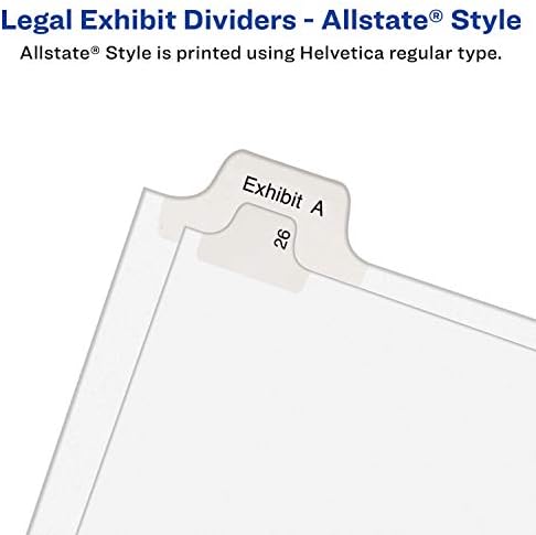 Разделители за индивидуални правни експонати Ейвъри, Allstate Style, 10 парчета, Странично издърпване, 8.5 x 11 инча,