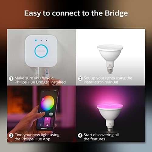 На улично осветление на Philips Hue White and Color Ambiance PAR38, с една крушка, изисква се свържете Hue Bridge, съвместим с Алекса, Apple HomeKit и Google Assistant
