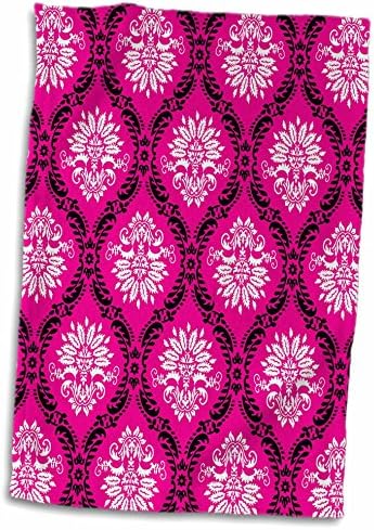 3D Rose Ярко-Розово, Черно-Бяло Декоративно Дамасское Кърпа За Ръце /Спорт, 15 x 22, Многоцветное