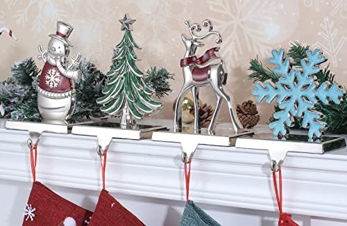 Коледни държачи за отглеждане на Полицата рафтове Комплект от 4-те-Коледен държач за отглеждане на камината Дърво Снежинка, Снежен човек Елен Коледни Закачалки за ?