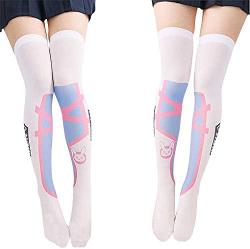 SzBlaZe/ Женски Сладки Кавайные Тънки чорапогащи над коляното с аниме принтом, чорапи (опаковка от 1 чифт)