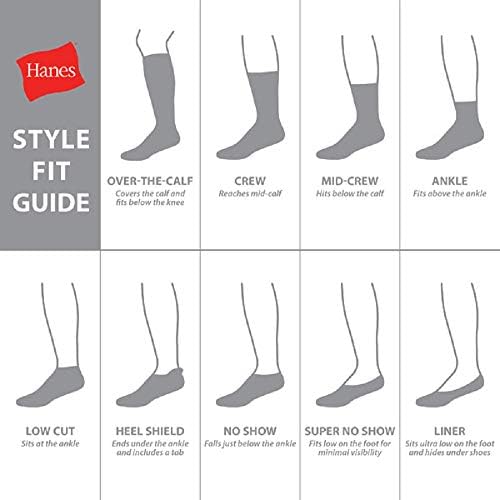 Мъжки чорапи Hanes Мъжки чорапи Hanes, Леки чорапи X-temp, До коляното и глезена, 12 броя в опаковка