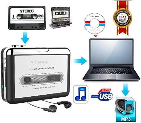 Capture USB-касетофон в MP3 Конвертор, Actpe Аудио Супер Преносим USB Конвертор касети/магнитолы в КОМПЮТЪР, MP3 Switcher със Слушалки