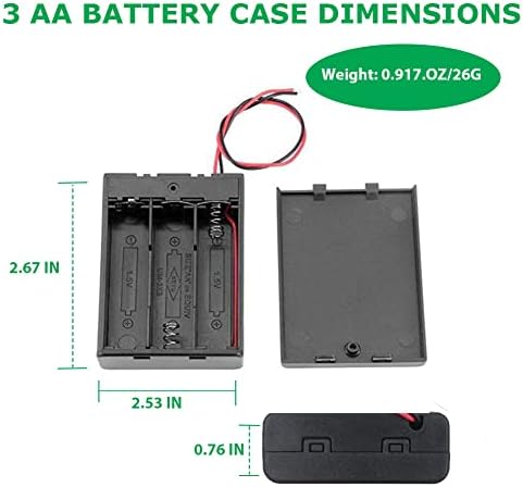 JWISLAND 5 Опаковки, Държач за 3 батерии тип АА, с ключ, Чанта за притежателя на батерии 3X1, 5v тип АА с кабелни изводи