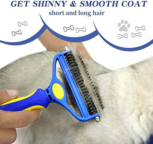 Куче четка Meren за сменяне на перата, Професионален инструмент за грижа за домашни любимци, четка за коса 2 в 1