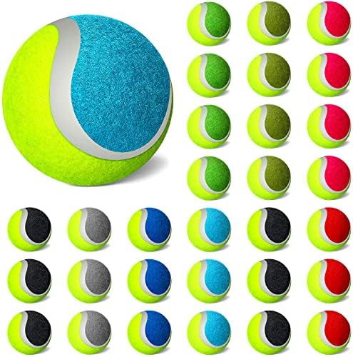 Zubebe 30 бр 2,5 Инчови топки за Тенис за Кучета Цветни Интерактивни Играчки за Куче Подарък за по-Големи Кучета Малки и Средни Кучета (Различни цветове)