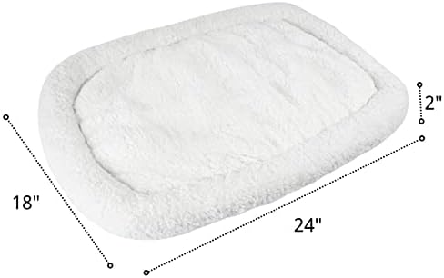 Легло за кучета и домашни любимци Long Rich HCT ERE-001 Super Soft Sherpa Crate Cushion, Бяла, От Happycare Textiles, Стандартен стил, 24 x 18 инча