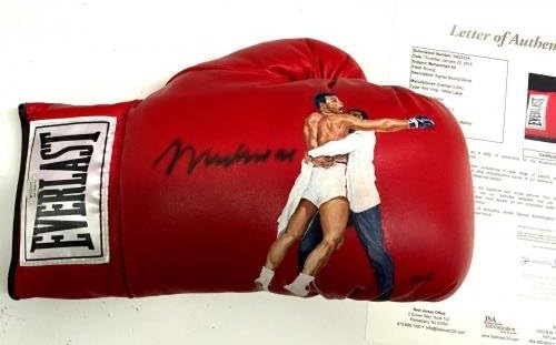 Боксови Ръкавици с Автограф на Мохамед Али Евърласт С Рисувани Jolin Джеси Uda Jsa Full Loa - Боксови Ръкавици С Автограф