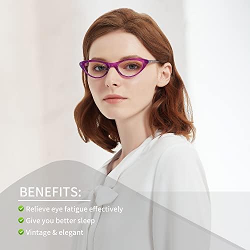 УДОБНИ очила за четене, блокиране на синята светлина, за жени, на 3 опаковки, леки компютърни ридеры котешко око с пружинным