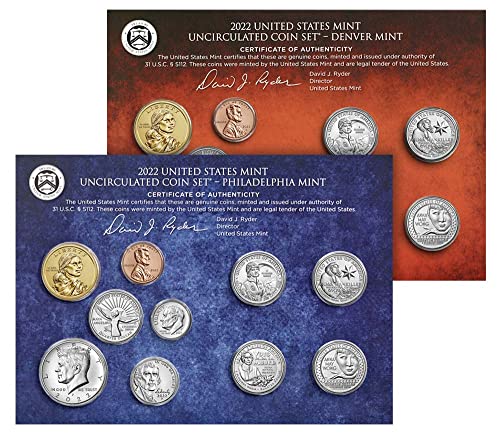 2022 P & D Набор от монети, без да се прибягва Колекция от Монетния двор на САЩ Монетен двор В опаковка