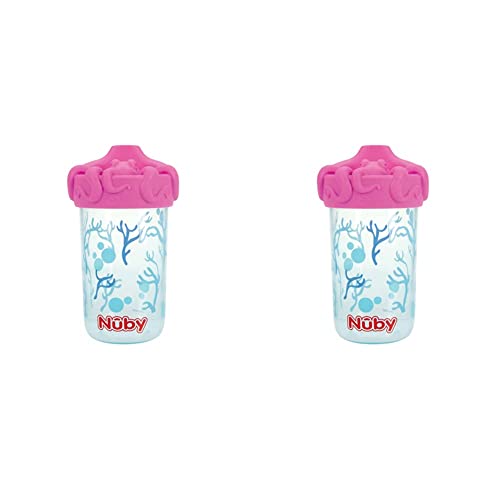 Чаша за пиене Nuby No Spill 3D Character със силиконова капачка Soft Touch Flo, 12 унция с изображение на Октопод (щампи могат да се различават) (опаковка от 2 броя)