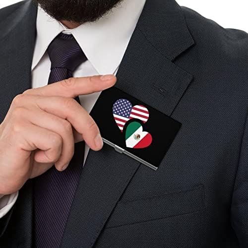 Кутии за визитки с флага на Мексико и САЩ, сладък държач за карти, титуляр на сертификата за самоличност, кредитен портфейл