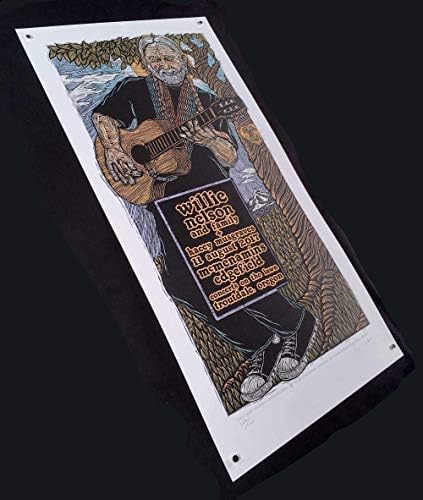Плакат Уили Нелсън, Кейси Масгрейвз, оригиналната ситопечат S/N, подпис Гари Хюстън