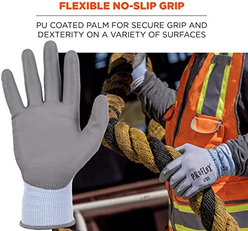 Работни ръкавици Ergodyne ProFlex 7025, устойчиви на гумата, ANSI А2, с Дланта на ръката си с антиоксидантна полиуретанова боя покритие за гъвкаво нескользящего улавяне, Устойч
