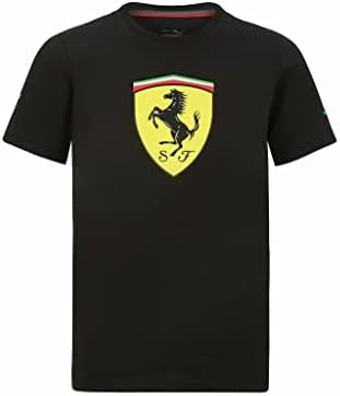 Официален продукт на Ferrari Scuderia Формула 1 - Детска тениска Scudetto Голям размер - Черен цвят - Размер XXS