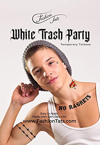 Временни татуировки White Trash Party We ' re The Millers | Комплект татуировки за Хелоуин костюм | е Безопасен за кожа | ПРОИЗВЕДЕНО В САЩ | Подвижна