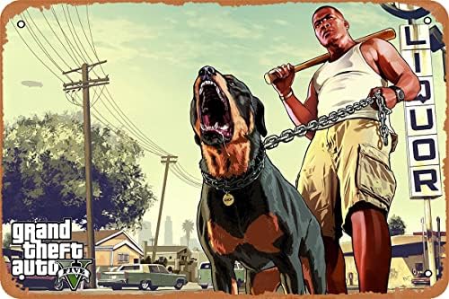 TersShawl Grand Theft Auto V Плакат видео игра Лидице Знак Ретро Стенен Метален Декор Плакат 8x12 См